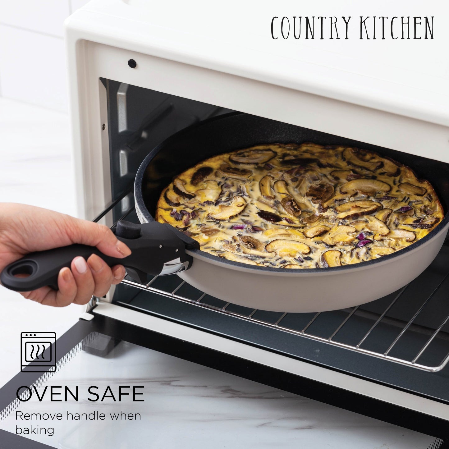 Ensemble de 16 pièces de cuisine Country Kitchen pour camping-car, en céramique avec poignée amovible et compatible four.