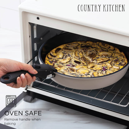 Ensemble de 16 pièces de cuisine Country Kitchen pour camping-car, en céramique avec poignée amovible et compatible four.