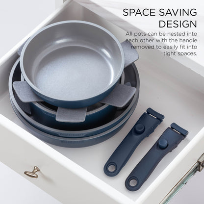 Ensemble de 16 pièces de cuisine Country Kitchen pour camping-car, en céramique avec poignée amovible et compatible four.