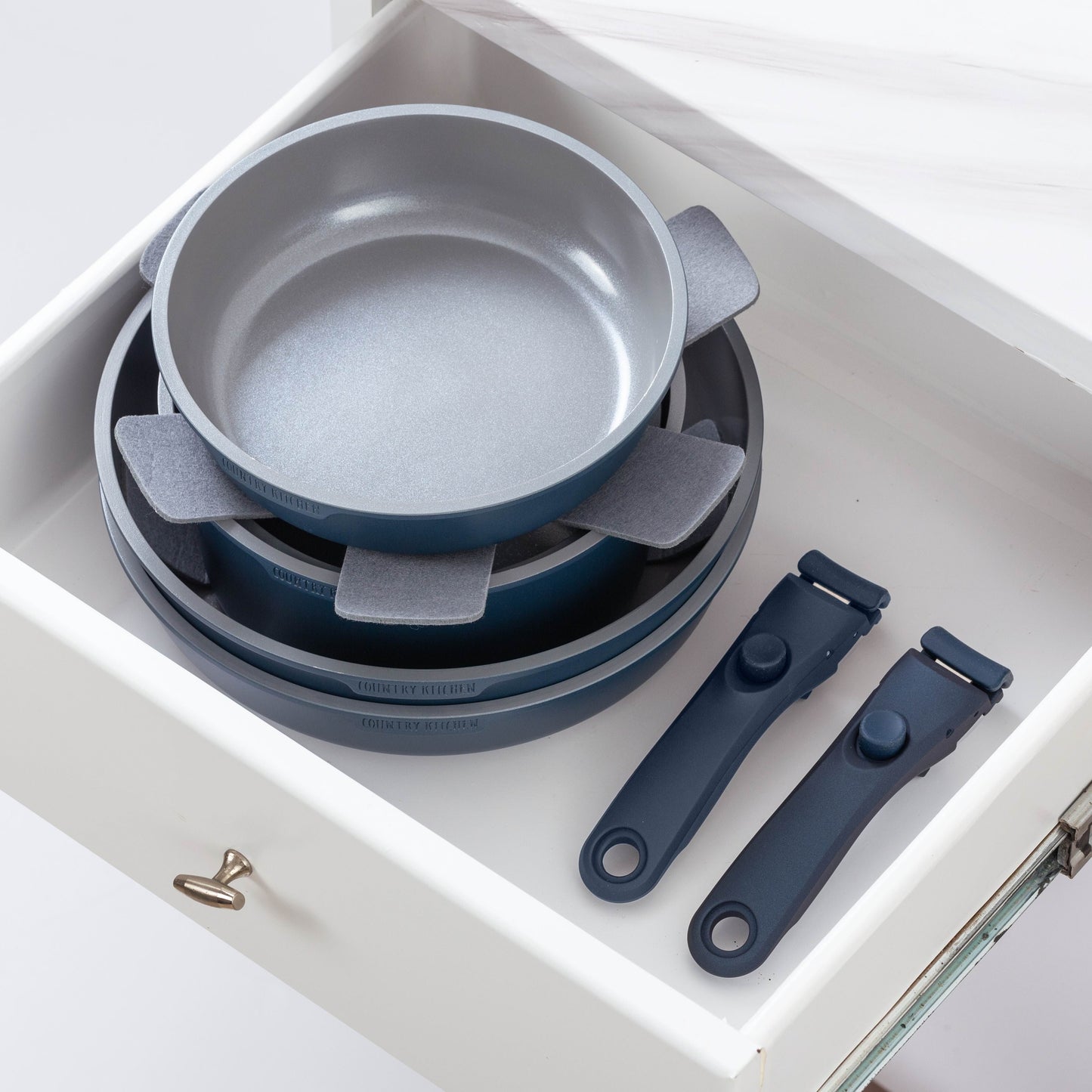 Ensemble de 16 pièces de cuisine Country Kitchen pour camping-car, en céramique avec poignée amovible et compatible four.