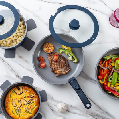 Ensemble de 16 pièces de cuisine Country Kitchen pour camping-car, en céramique avec poignée amovible et compatible four.