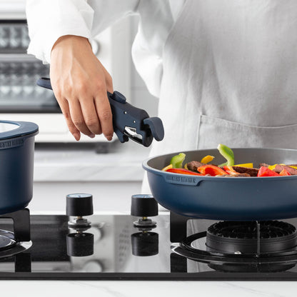 Ensemble de 16 pièces de cuisine Country Kitchen pour camping-car, en céramique avec poignée amovible et compatible four.