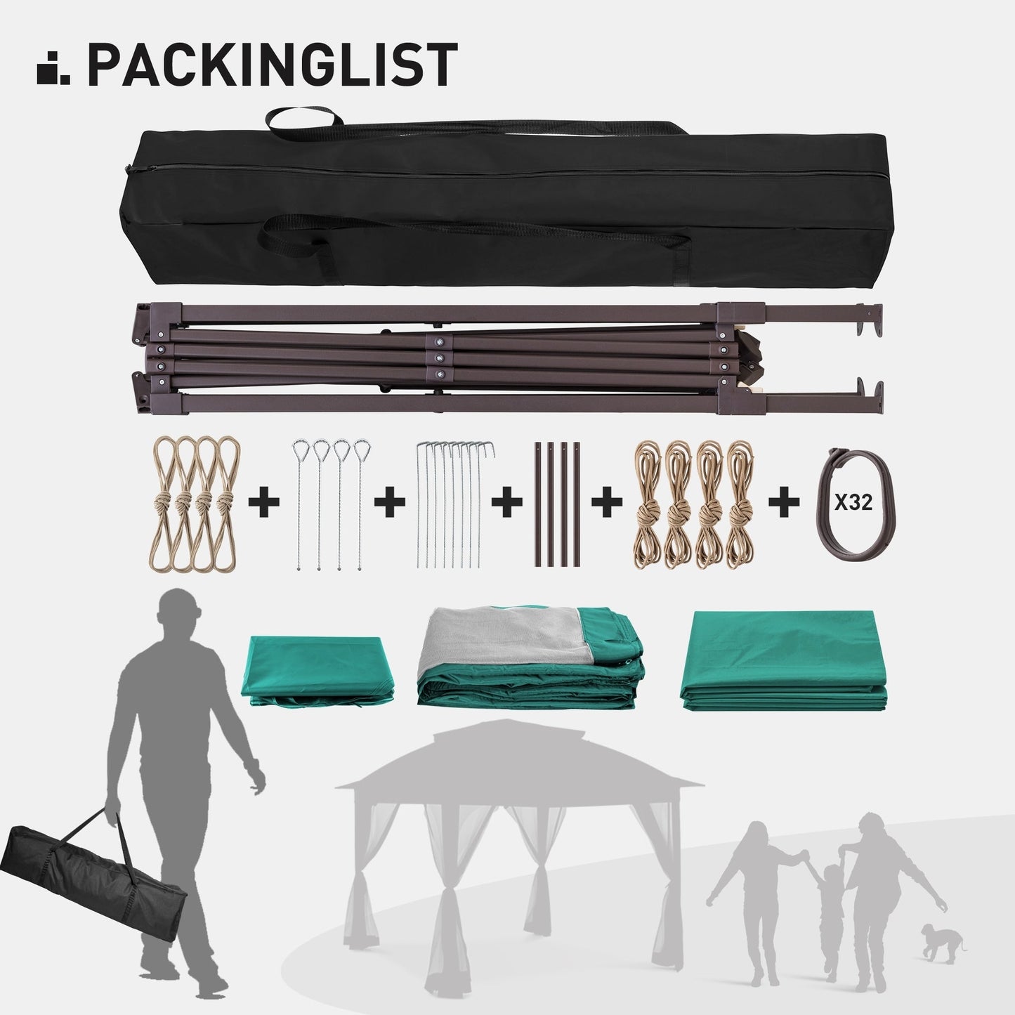 Gazebo pliant en acier Cozywor 11 pi x 11 pi avec moustiquaire