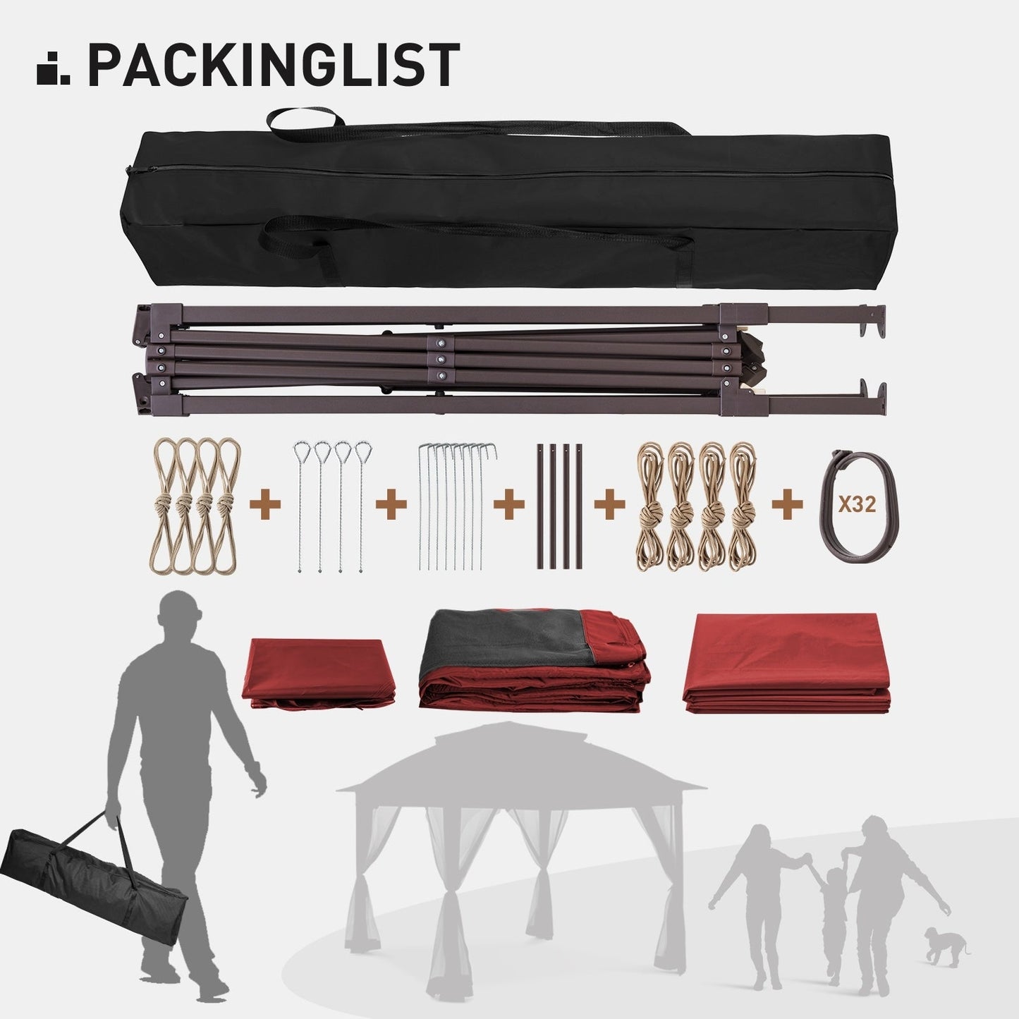 Gazebo pliant en acier Cozywor 11 pi x 11 pi avec moustiquaire