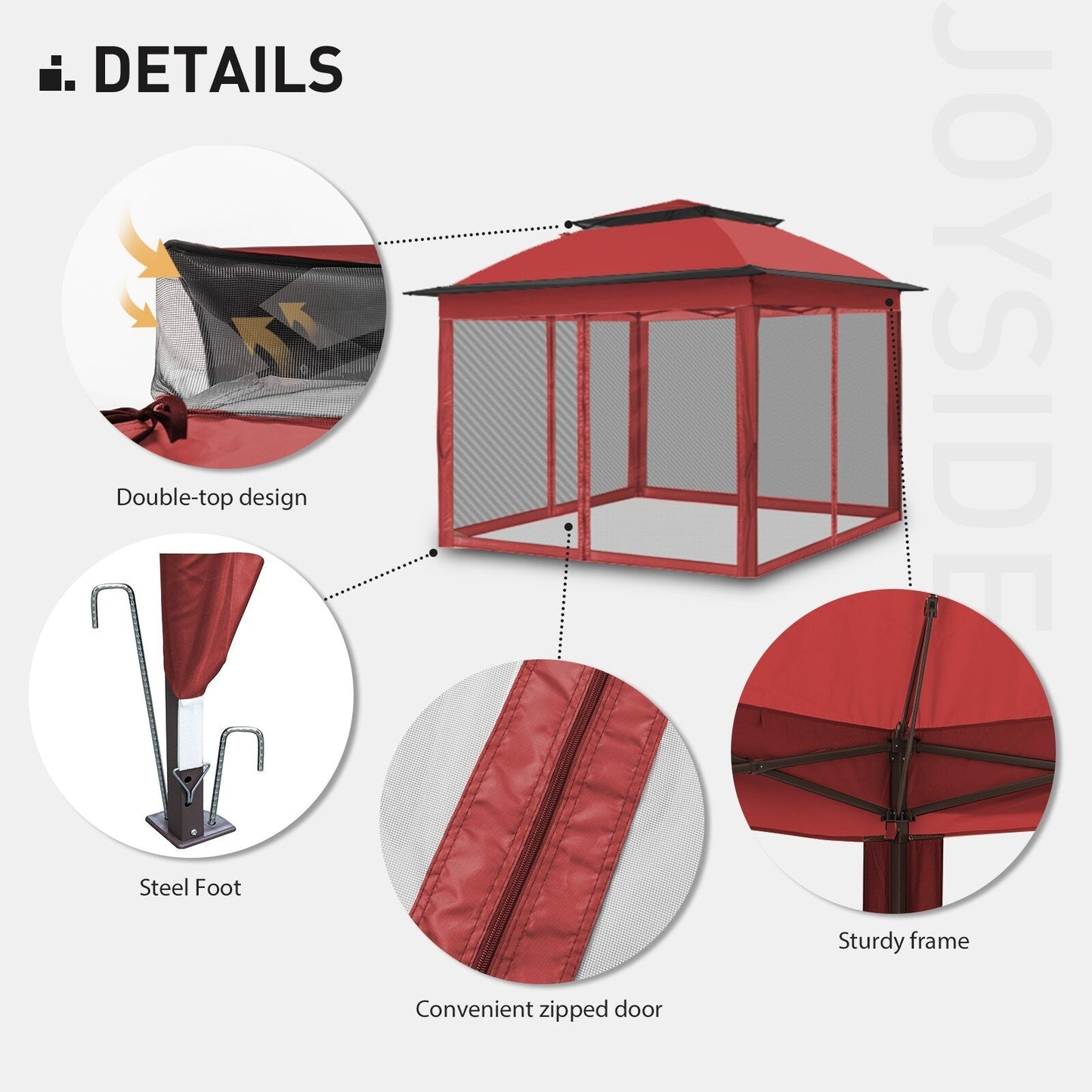 Gazebo pliant en acier Cozywor 11 pi x 11 pi avec moustiquaire