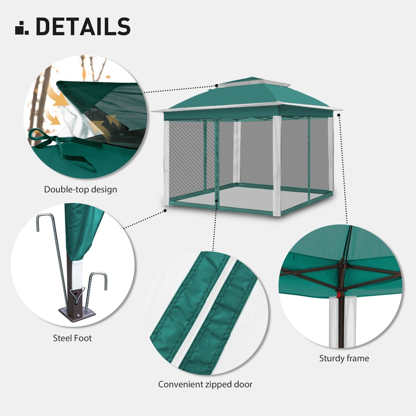 Gazebo pliant en acier Cozywor 11 pi x 11 pi avec moustiquaire