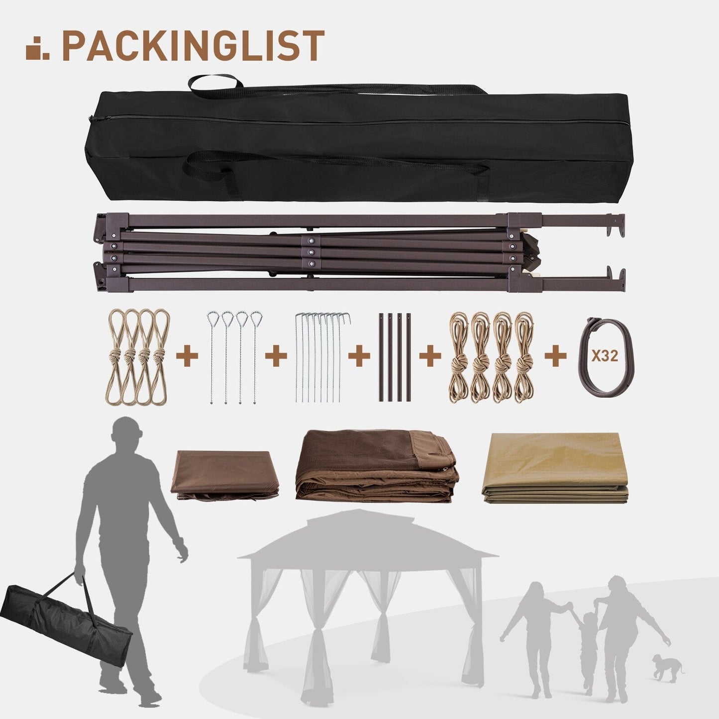 Gazebo pliant en acier Cozywor 11 pi x 11 pi avec moustiquaire