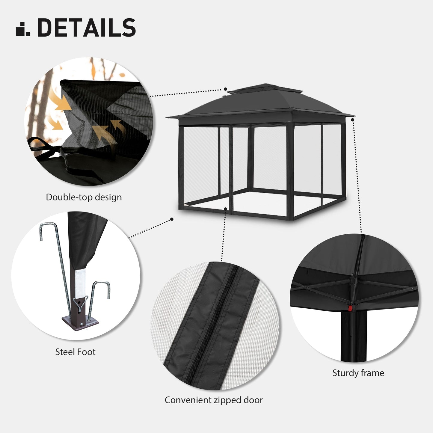 Gazebo pliant en acier Cozywor 11 pi x 11 pi avec moustiquaire