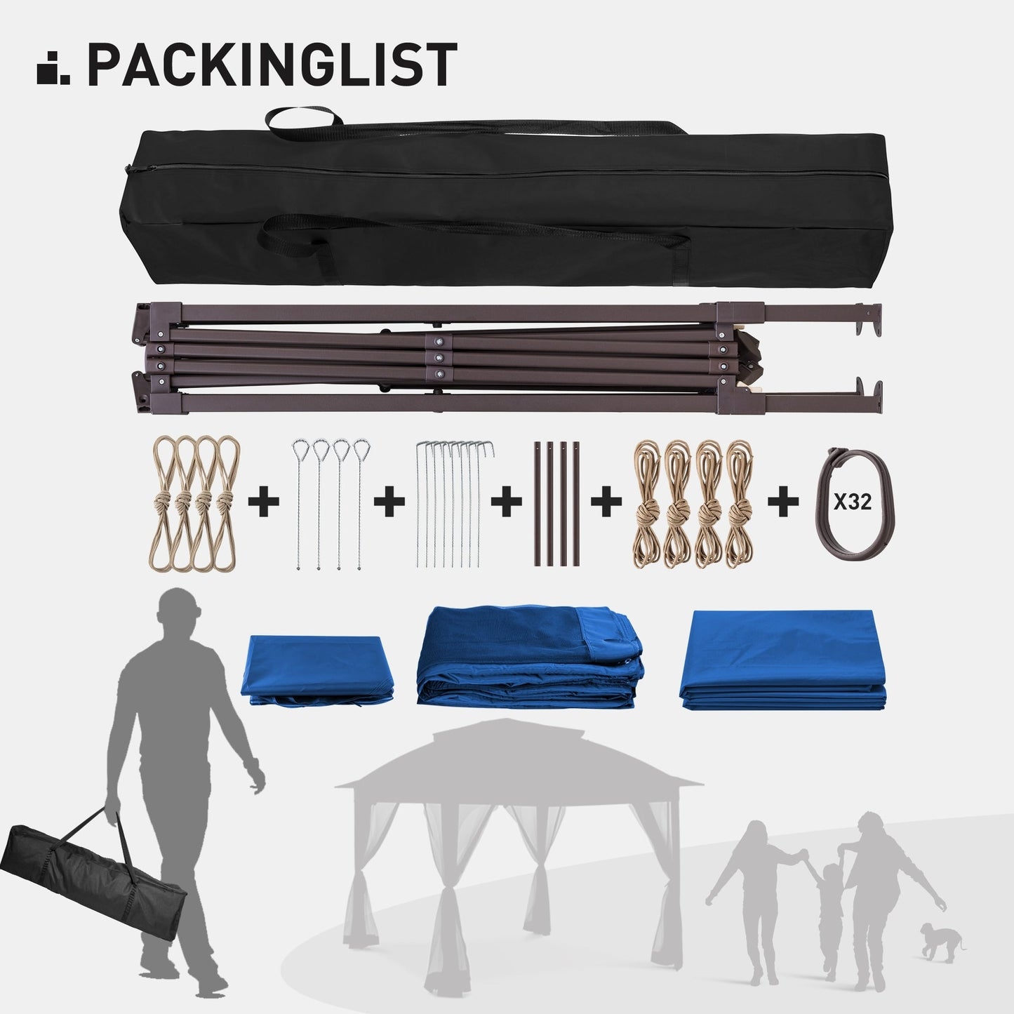 Gazebo pliant en acier Cozywor 11 pi x 11 pi avec moustiquaire