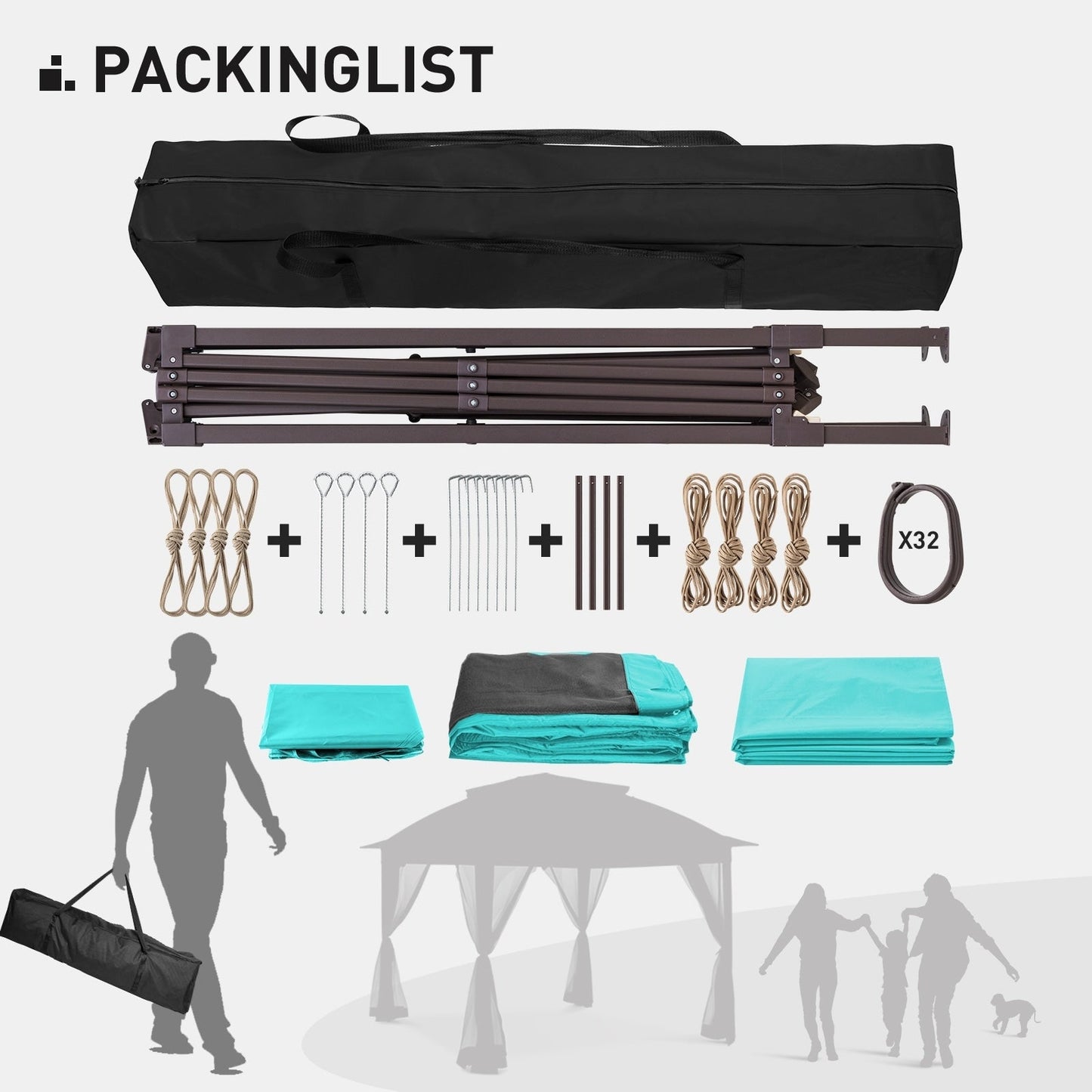 Gazebo pliant en acier Cozywor 11 pi x 11 pi avec moustiquaire