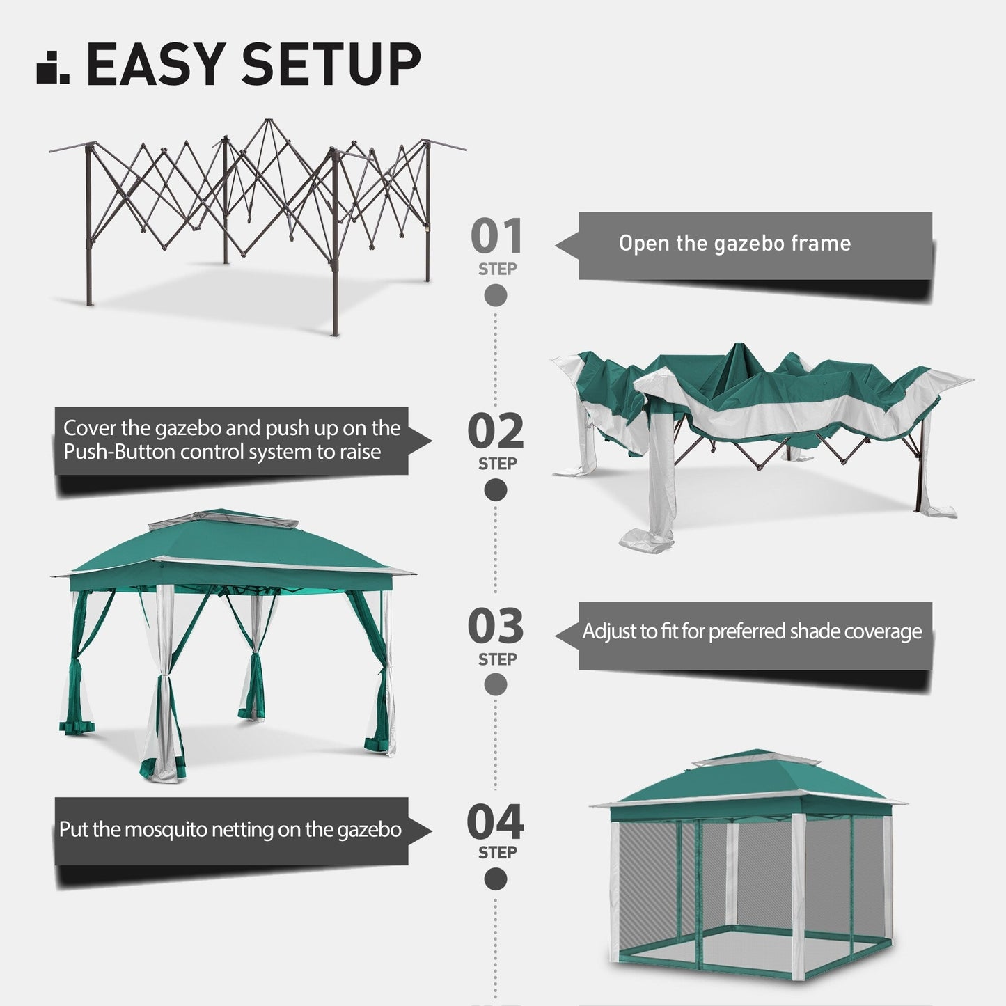 Gazebo pliant en acier Cozywor 11 pi x 11 pi avec moustiquaire