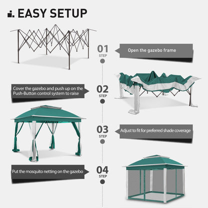 Gazebo pliant en acier Cozywor 11 pi x 11 pi avec moustiquaire