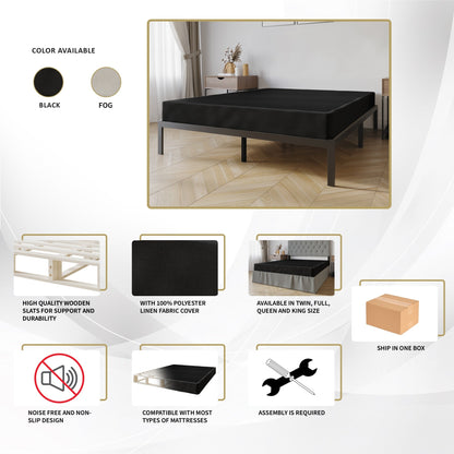 Sommier à lattes en bois massif CraftPorch de 12,7 cm (5 po) avec housse en lin gris chaud