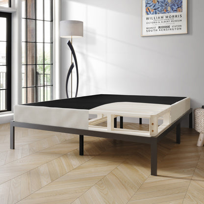 Sommier à lattes en bois massif CraftPorch de 12,7 cm (5 po) avec housse en lin gris chaud