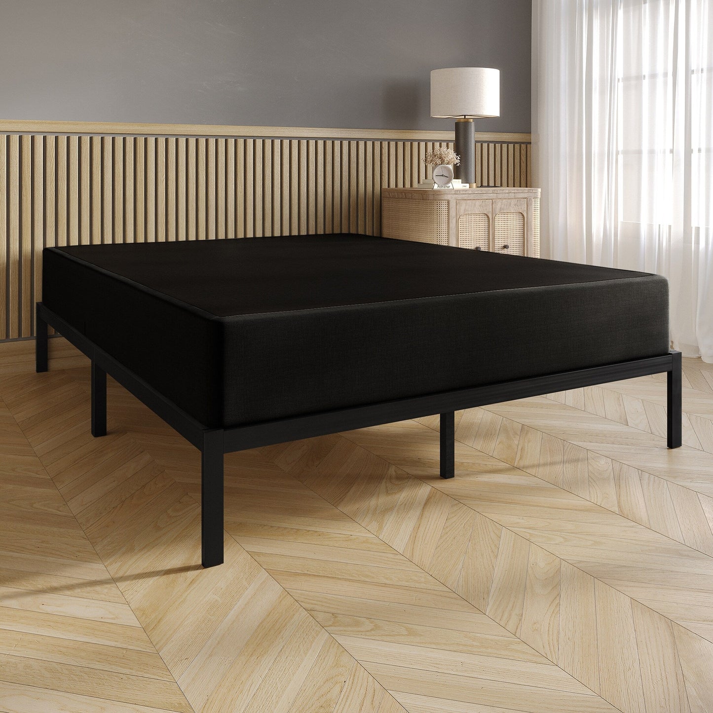 Sommier en métal recouvert de lin CraftPorch