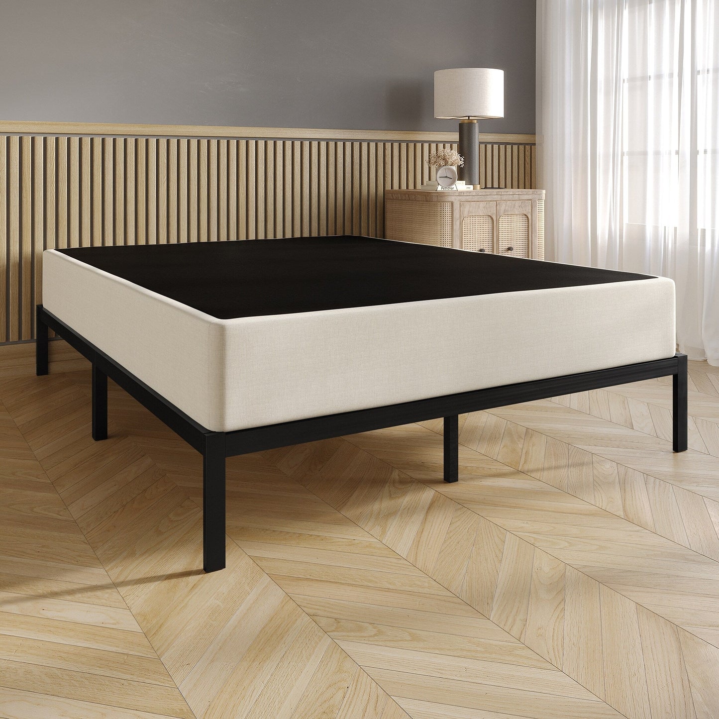 Sommier en métal recouvert de lin CraftPorch