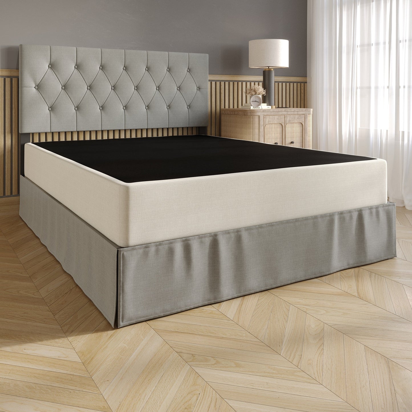 Sommier en métal recouvert de lin CraftPorch