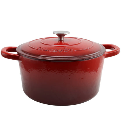 Cocotte ronde en fonte Craftsman de 7 pintes à double poignée, couleur rouge poivre