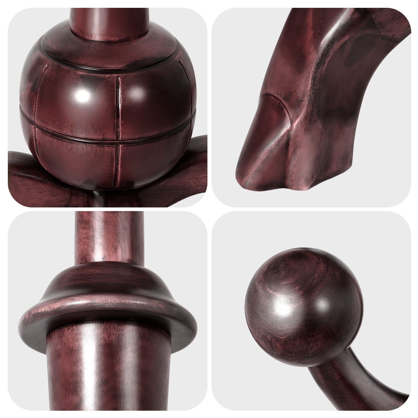 Porte-manteau autoportant en bois d'hévéa avec 8 crochets - 24,5 cm (L) x 70,87 cm (H)