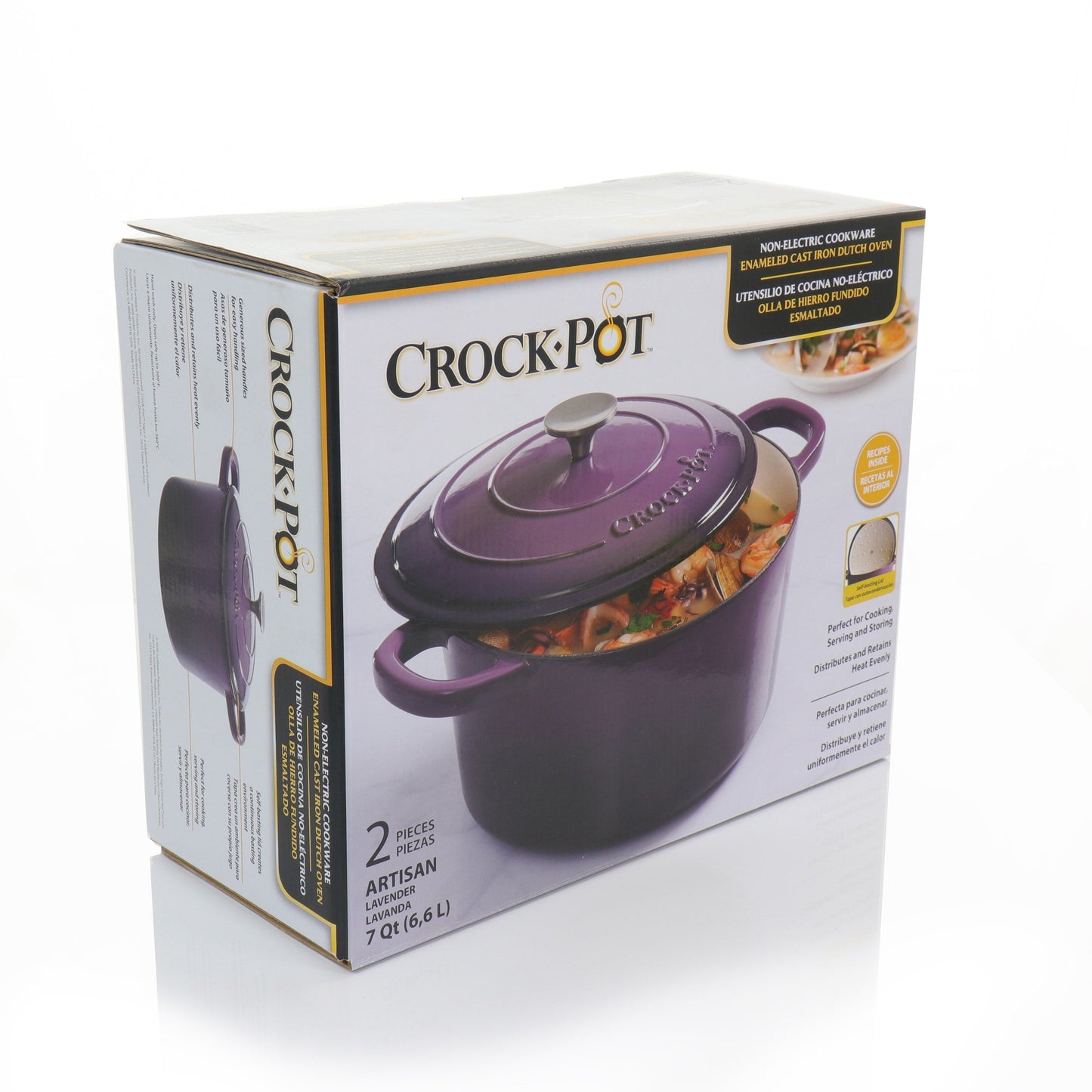 Cocotte en fonte émaillée Crock-Pot Artisan 2 pièces de 5 pintes avec couvercle, couleur lavande