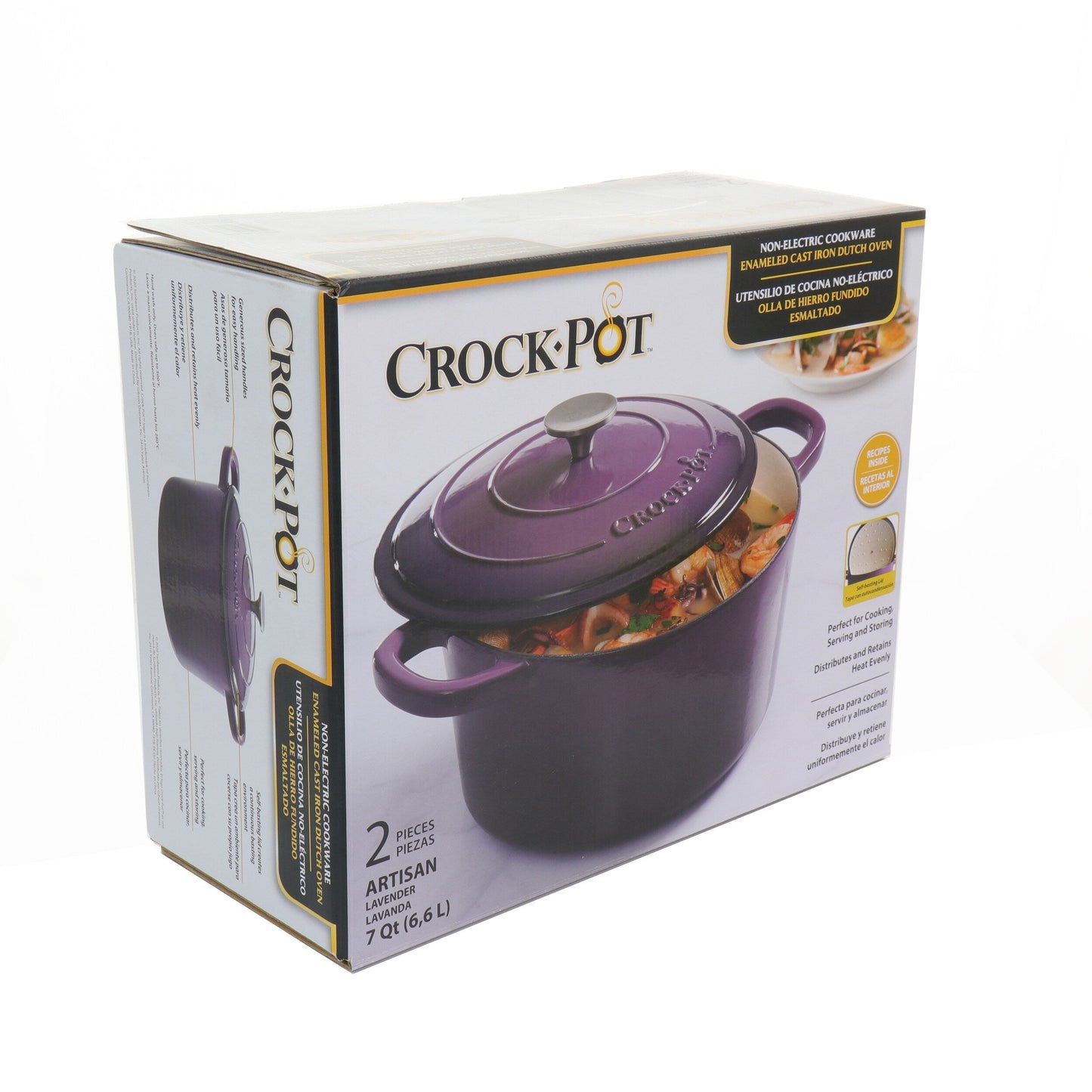 Cocotte en fonte émaillée Crock-Pot Artisan 2 pièces de 5 pintes avec couvercle, couleur lavande