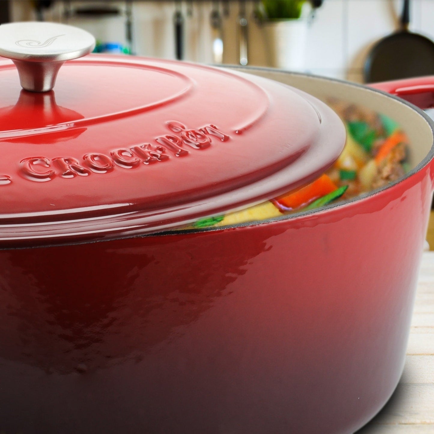 Cocotte ovale en fonte émaillée Crock Pot Artisan de 7 pintes, couleur rouge écarlate