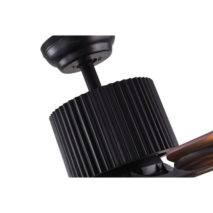 Ventilateur de plafond CurveCurio style industriel ferme, cage noire à 5 lumières, avec éclairage, télécommande et chaînette, 42-48-52 pouces.