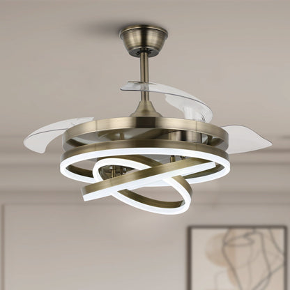 Ventilateur de plafond rétractable Cusp Barn 42 avec éclairage et télécommande, forme DIY, ventilateur moderne silencieux à moteur CC et plafonnier LED