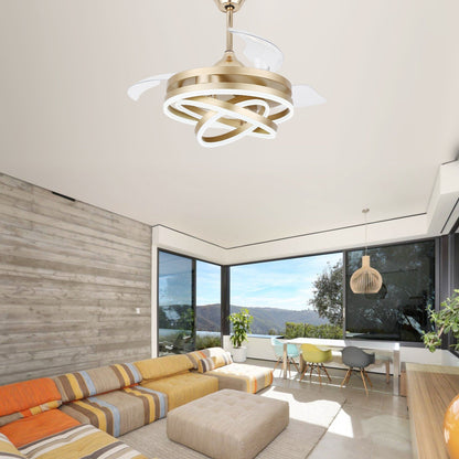 Ventilateur de plafond rétractable Cusp Barn 42 avec éclairage et télécommande, forme DIY, ventilateur moderne silencieux à moteur CC et plafonnier LED