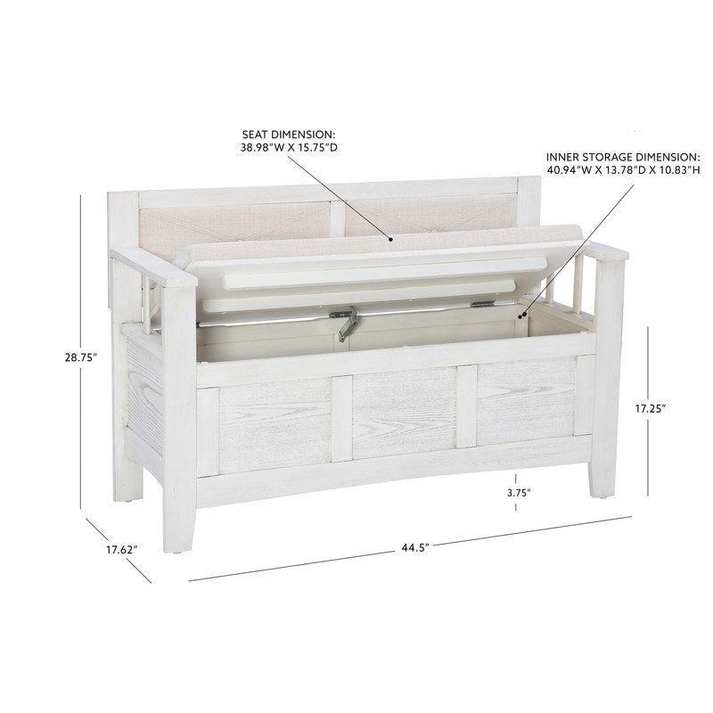 Banc d'entrée de rangement à couvercle rabattable en bois Dahlia