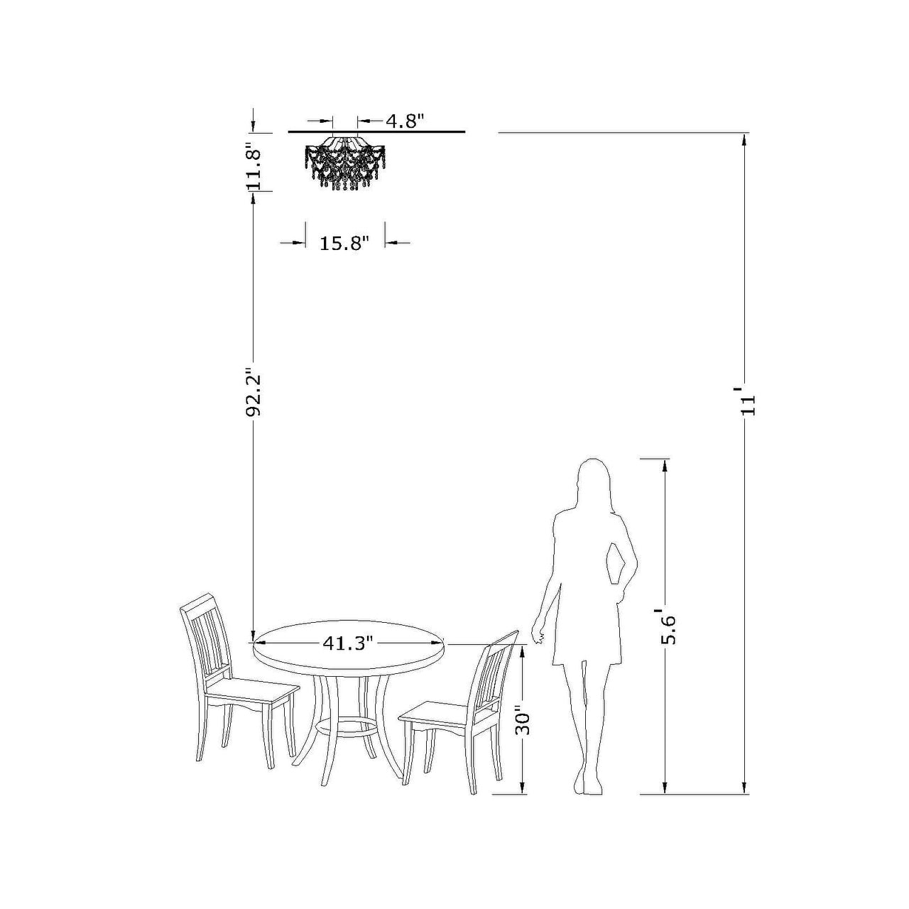 Plafonnier encastré Dalia Elegant à 3 lumières en cristal