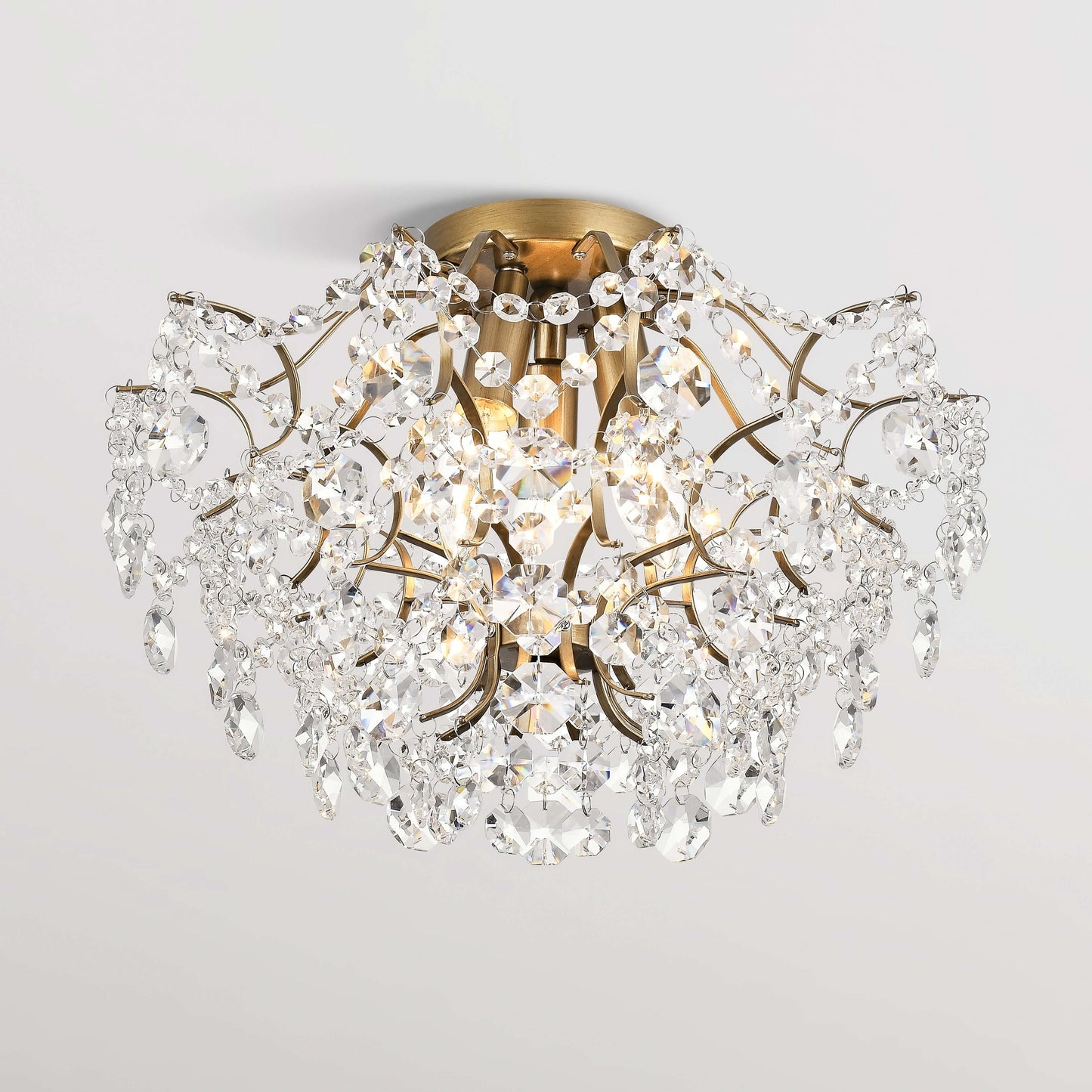 Plafonnier encastré Dalia Elegant à 3 lumières en cristal