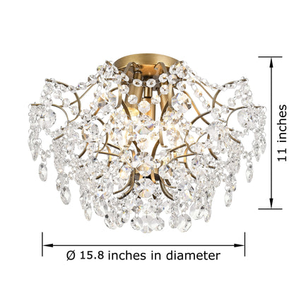 Plafonnier encastré Dalia Elegant à 3 lumières en cristal