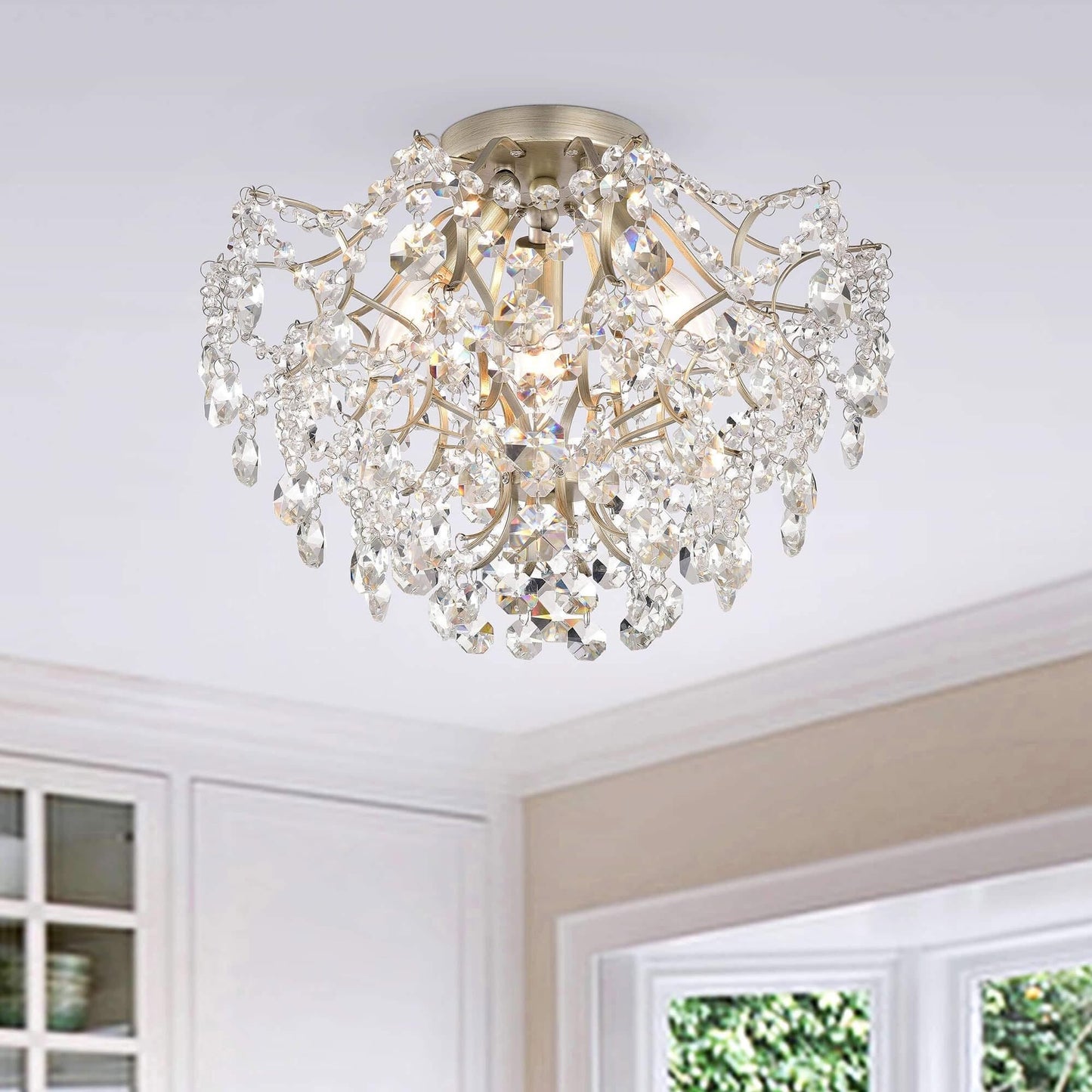 Plafonnier encastré Dalia Elegant à 3 lumières en cristal