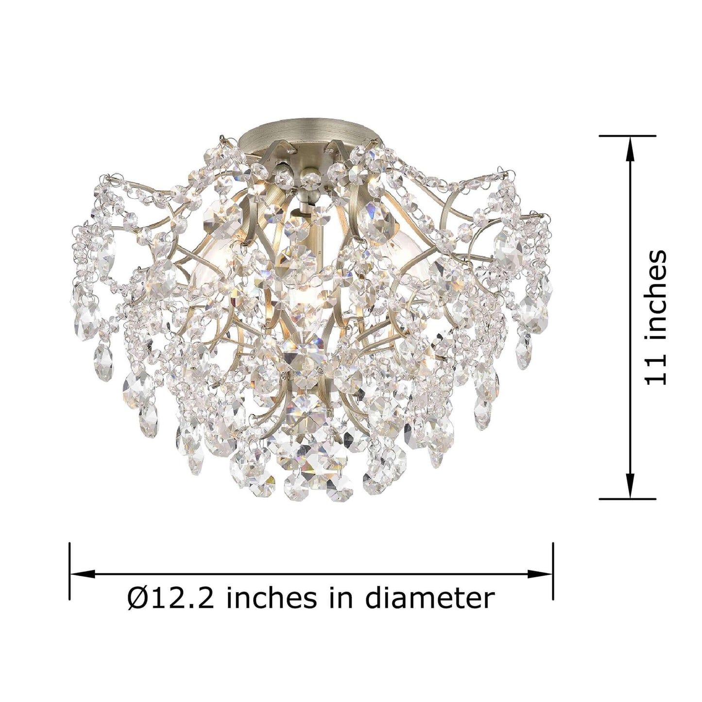 Plafonnier encastré Dalia Elegant à 3 lumières en cristal