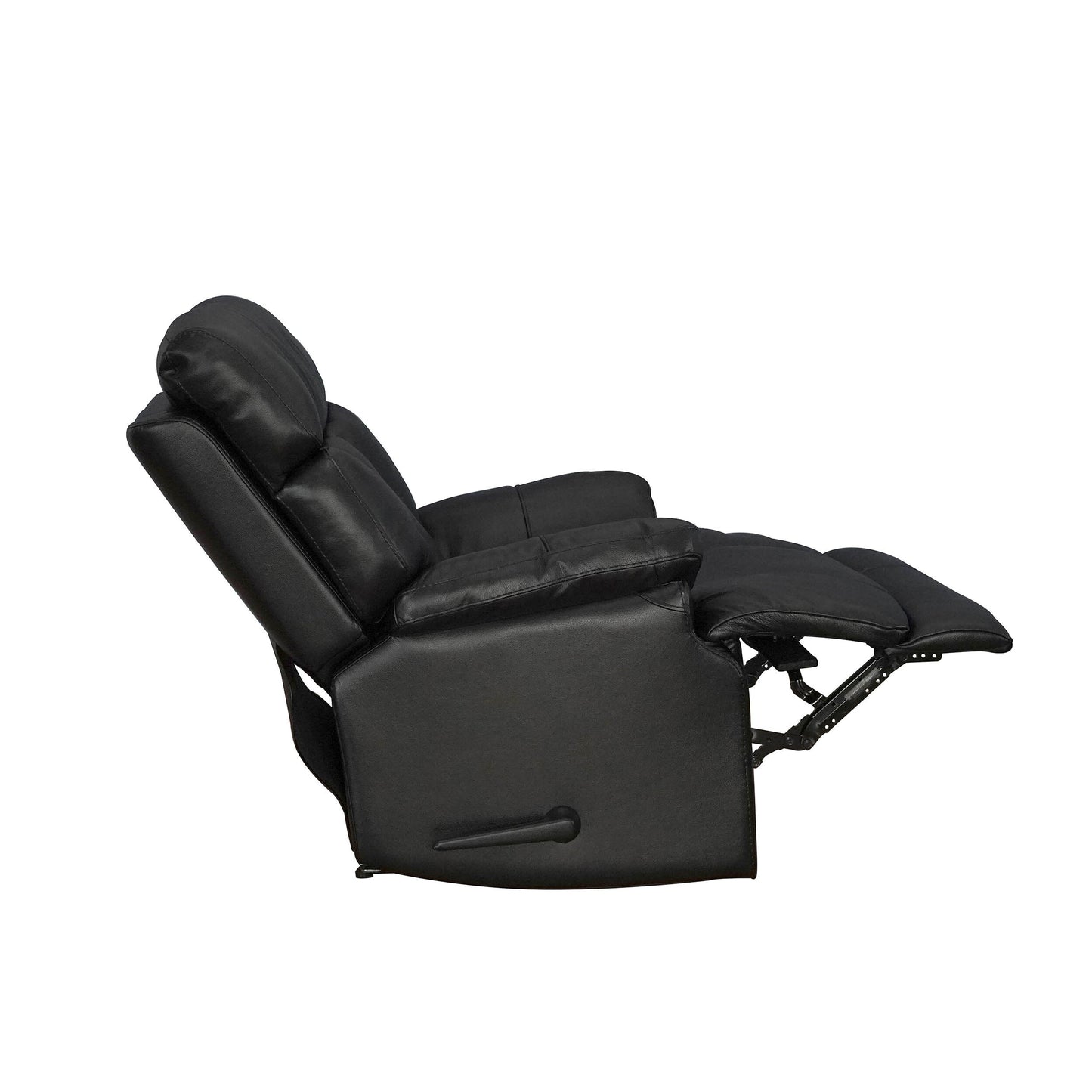 Fauteuil inclinable manuel Davin en cuir pleine fleur marron avec repose-pieds extensible