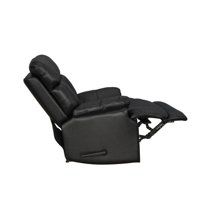 Fauteuil inclinable manuel Davin en cuir pleine fleur marron avec repose-pieds extensible
