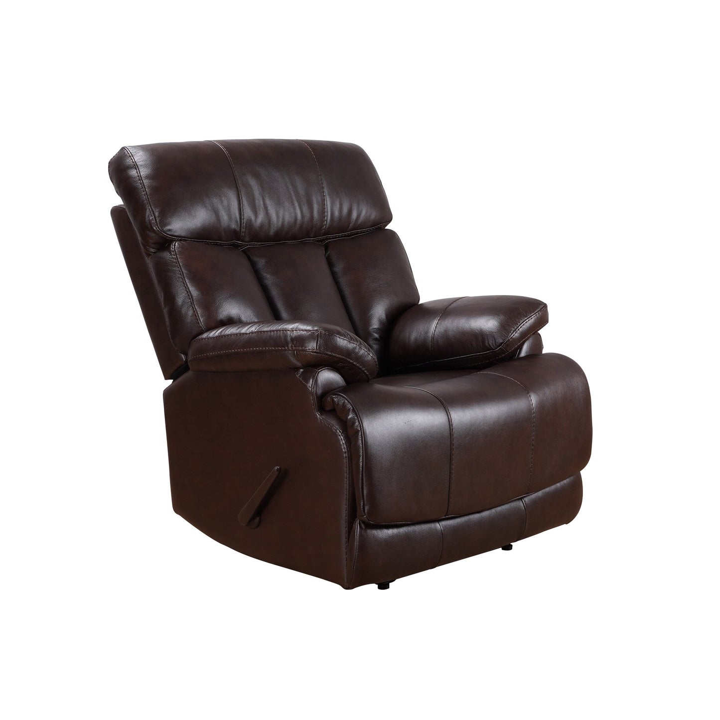 Fauteuil inclinable manuel Davin en cuir pleine fleur marron avec repose-pieds extensible