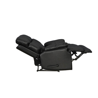 Fauteuil inclinable manuel Davin en cuir pleine fleur marron avec repose-pieds extensible