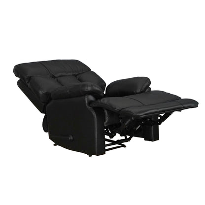 Fauteuil inclinable manuel Davin en cuir pleine fleur marron avec repose-pieds extensible