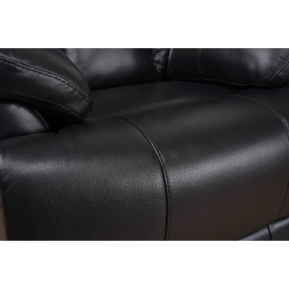 Fauteuil inclinable manuel Davin en cuir pleine fleur marron avec repose-pieds extensible