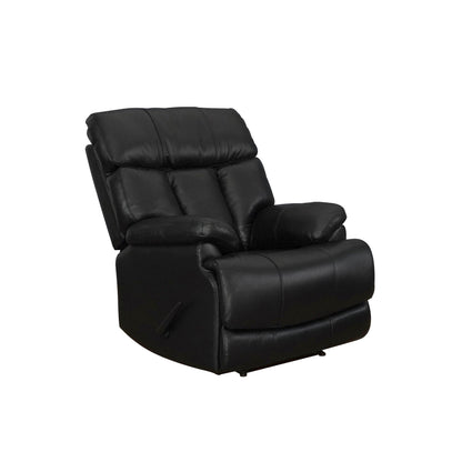Fauteuil inclinable manuel Davin en cuir pleine fleur marron avec repose-pieds extensible