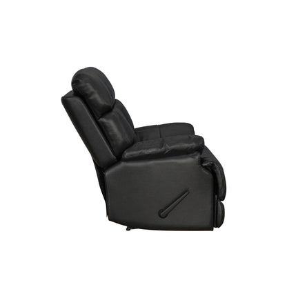 Fauteuil inclinable manuel Davin en cuir pleine fleur marron avec repose-pieds extensible