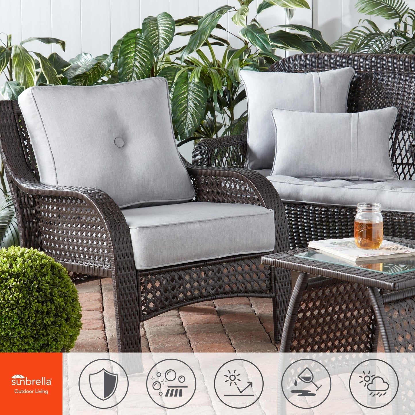 Ensemble de 2 coussins d'extérieur Sunbrella Premium pour siège profond