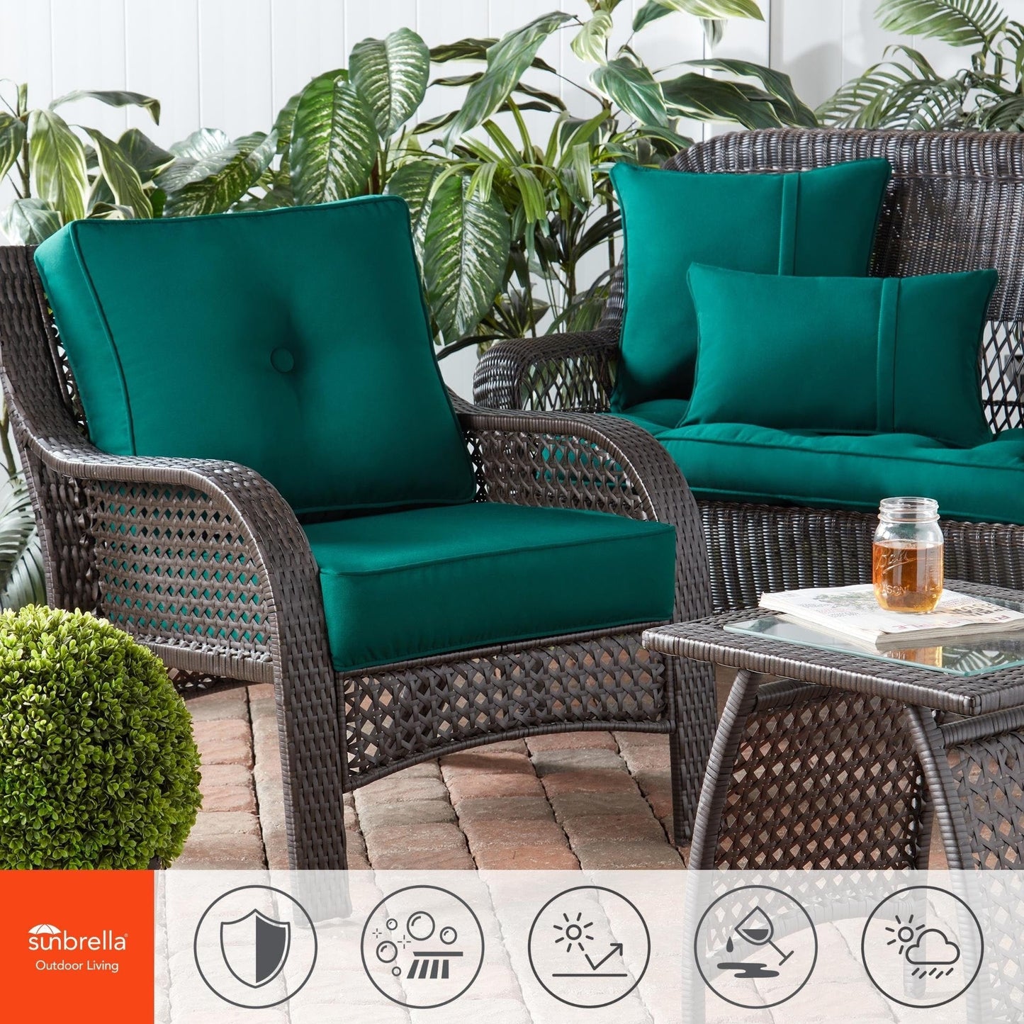 Ensemble de 2 coussins d'extérieur Sunbrella Premium pour siège profond