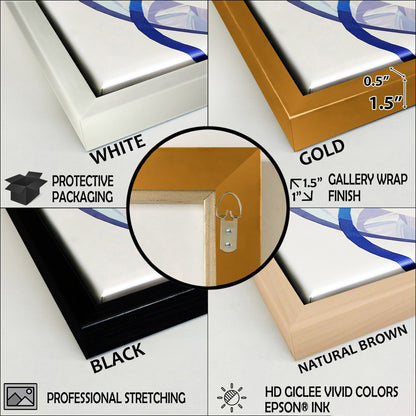 Designart Abstrait Géode Marbre Or et Bleu Forme III Impression d'art sur toile encadrée géométrique moderne - 3 panneaux