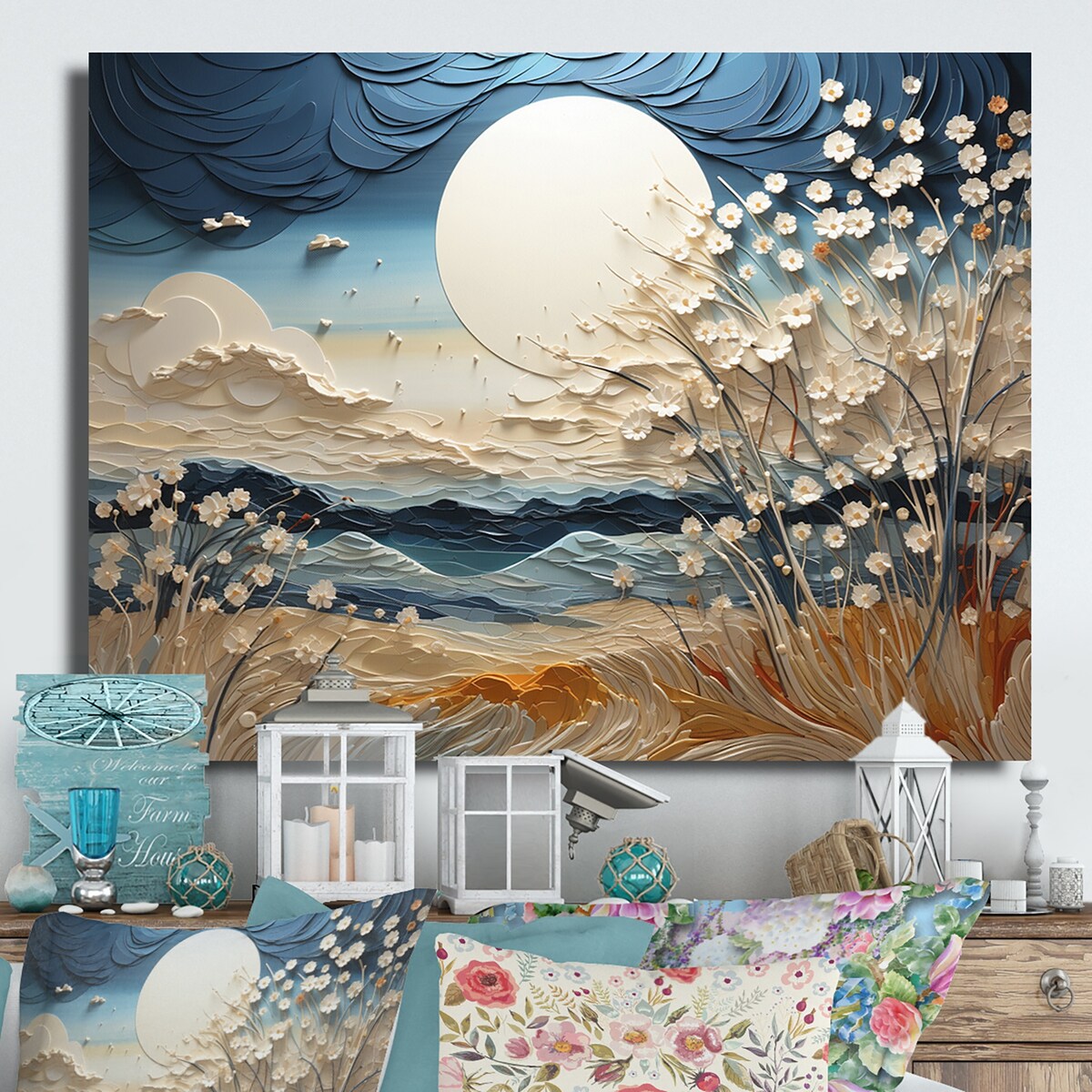 Designart Nuages ​​Prairies Collages VI Art mural moderne en métal