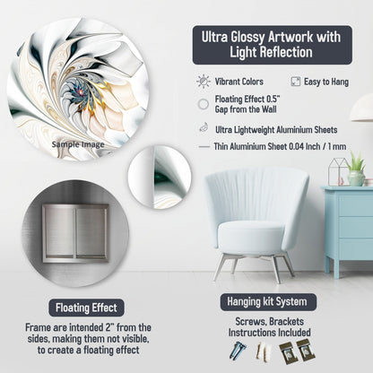 Designart Profondeurs géométriques blanches et grises I Art mural moderne en métal géométrique