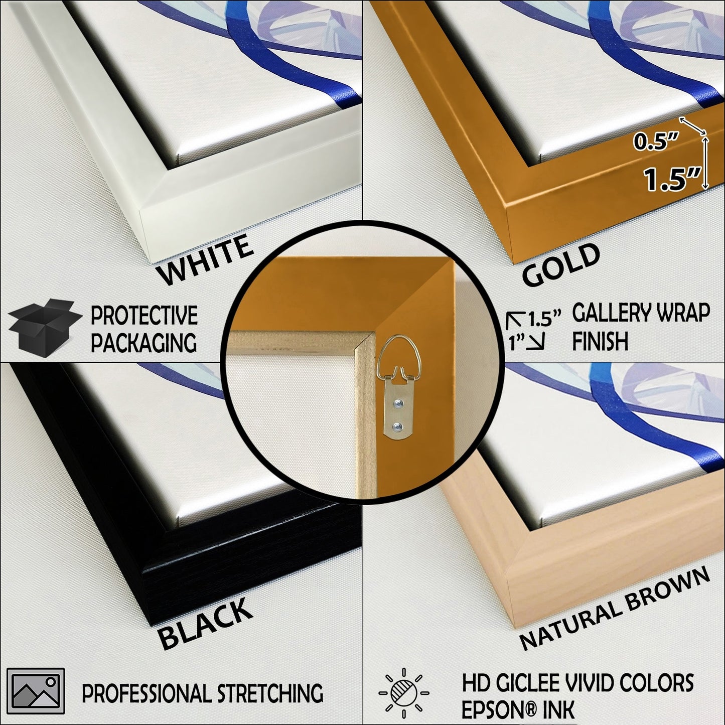 Designart Côte Vagues Bleues Aquarelle Style Ferme Moderne Toile Encadrée