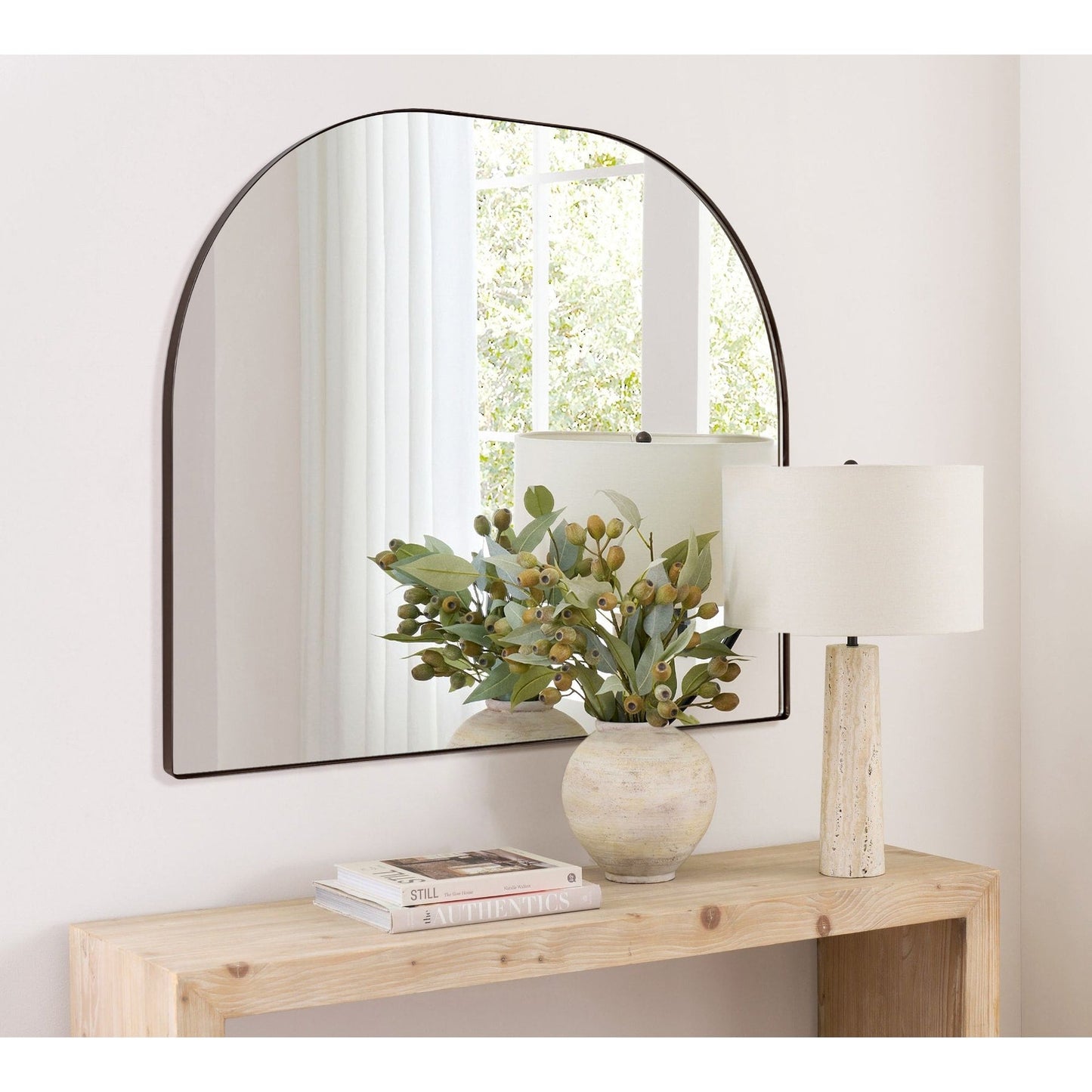 Miroir arqué grand format TEHOME Dezerae pour cheminée, 101,6 cm (L) x 81,3 cm (H)